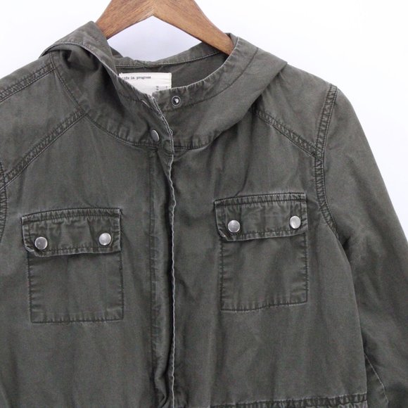 Life In Progress Military Jacket Womens Brown Full Zip MultiPocket Size Large L - Picture 2 of 9